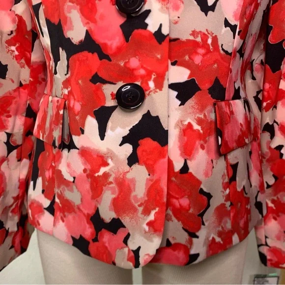 Le Suit pink, red, and Black Floral Blazer and skirt set women’s size 8 NWT - Picture 5 of 17